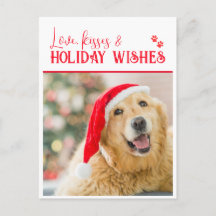 Adorable Dog Holiday Card - Love, Kisses & Holiday