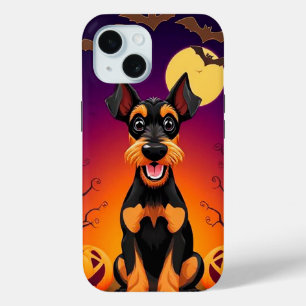 Adorable Dog in Halloween Scene iPhone 15 Case