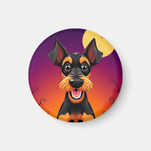 Adorable Dog in Halloween Scene Magnet