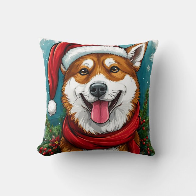 Adorable Dog in Santa Outfit Cushion (Front)