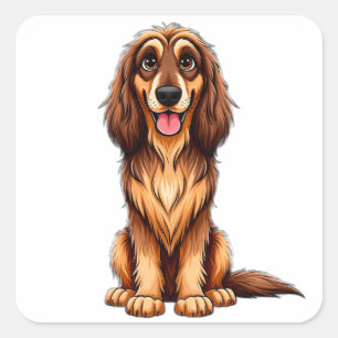 Adorable Dog Mum Afghan Hound Dog Design Square Sticker