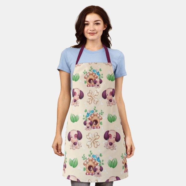 Adorable Dog Pattern  Apron (Worn)