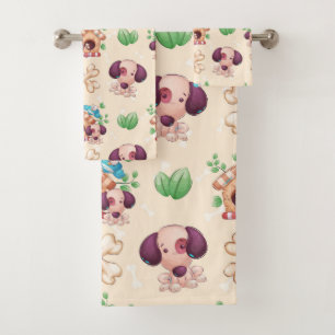 Adorable Dog Pattern  Bath Towel Set