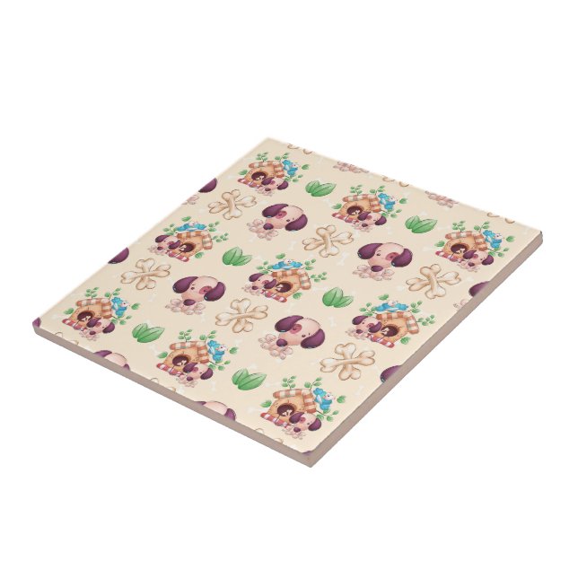 Adorable Dog Pattern  Ceramic Tile (Side)