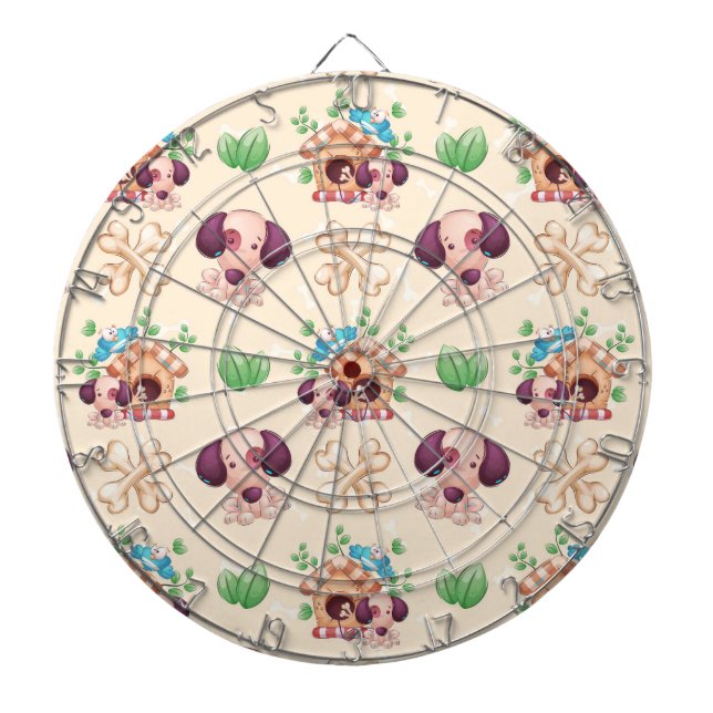 Adorable Dog Pattern  Dartboard (Front)