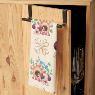 Adorable Dog Pattern Tea Towel