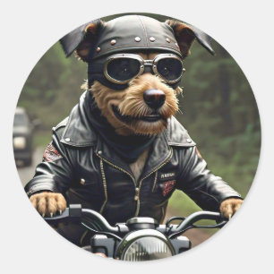 Adorable Dog Riding Motorcycle Sticker