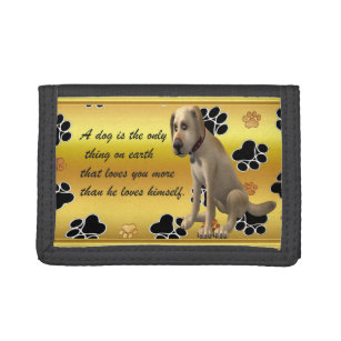 Adorable dog sitting with a cute fun quote trifold wallet