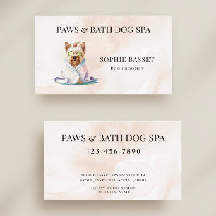 Adorable Dog Spa Watercolor Beige Business Card