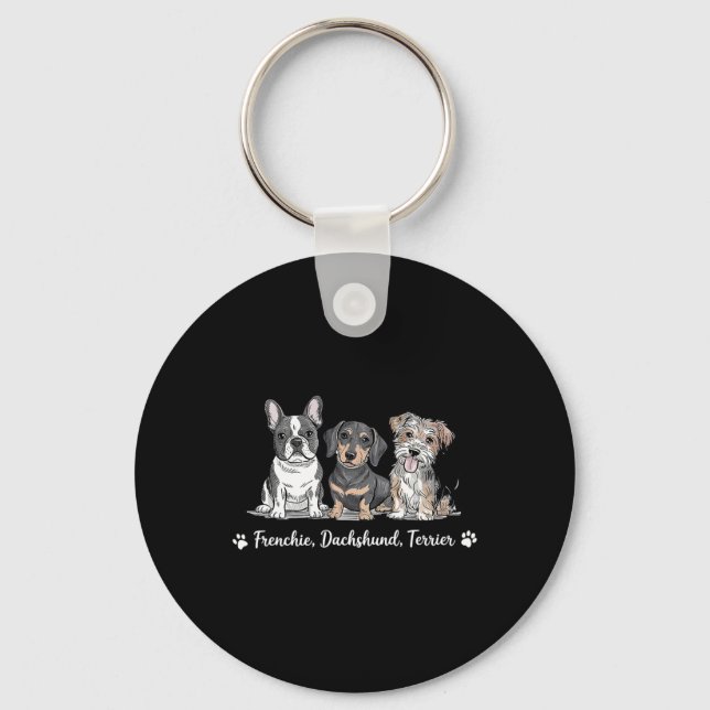 Adorable Dog Trio Art  Key Ring (Front)