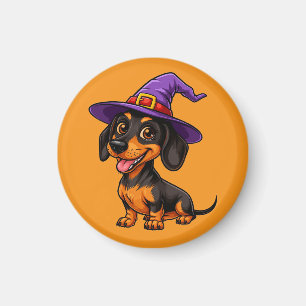 Adorable Dog Wearing Purple Wizard Hat Magnet