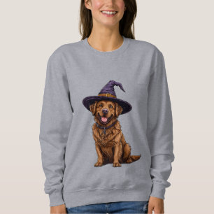 Adorable Dog Wearing Purple Wizard Hat Sweatshirt
