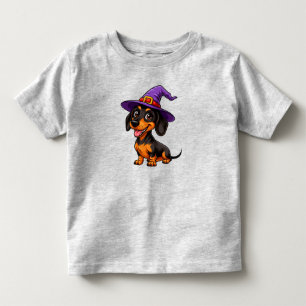 Adorable Dog Wearing Purple Wizard Hat Toddler T-Shirt