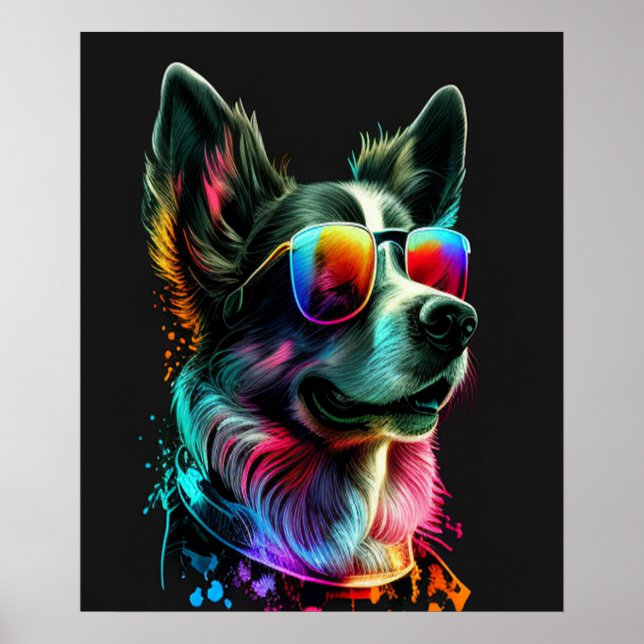 adorable dog with sunglasses  poster (Front)