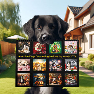 Adorable Dogs Celebrating Holiday Joy Yearly 20XX  Calendar