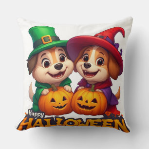 Adorable Dogs in Halloween Costumes Cushion