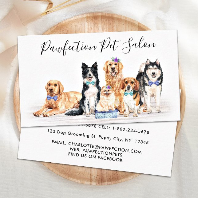 Adorable Dogs Pet Sitter Dog Groomer Business Card (Creator Uploaded)