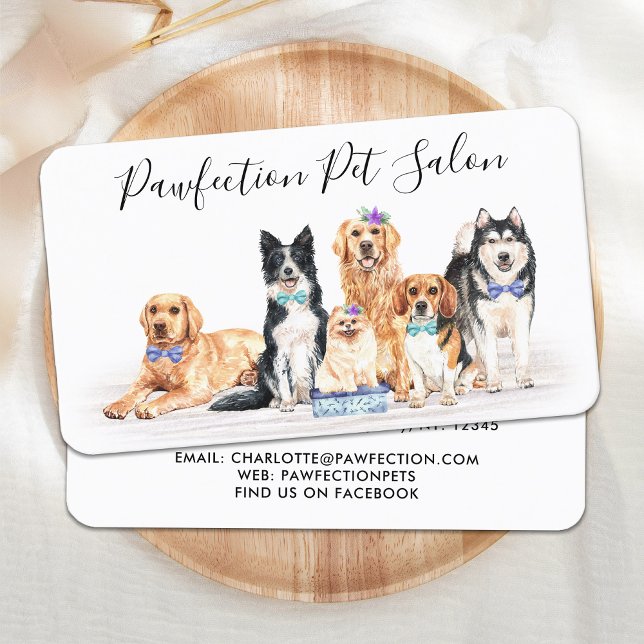 Adorable Dogs Pet Sitter Elegant Dog Groomer  Business Card (Creator Uploaded)