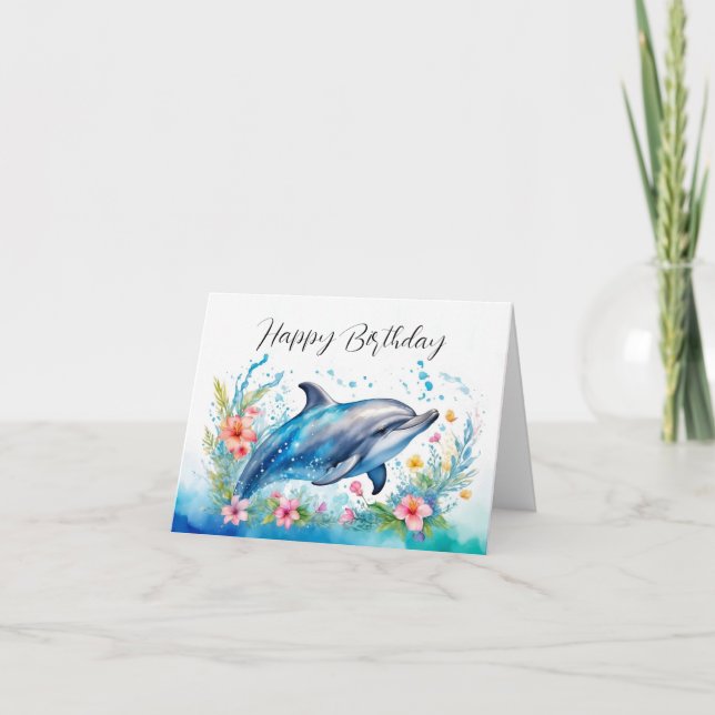 Adorable Dolphin Birthday Card (Front)