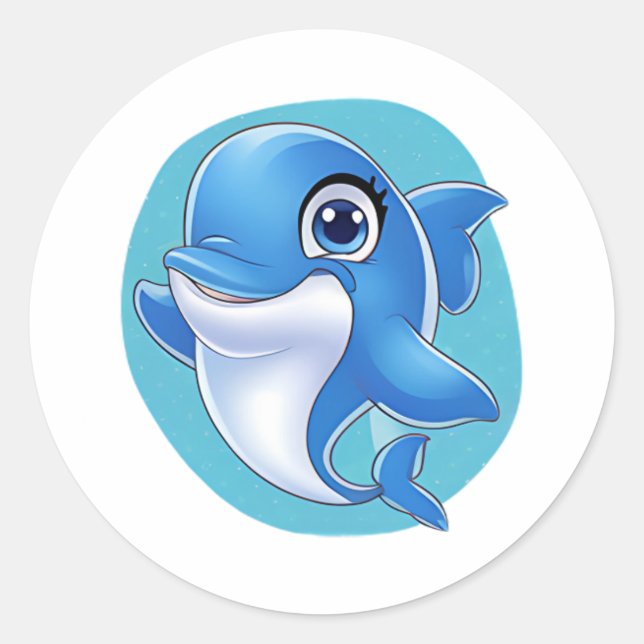 Adorable Dolphin Sticker – Cute Cartoon Ocean  (Front)