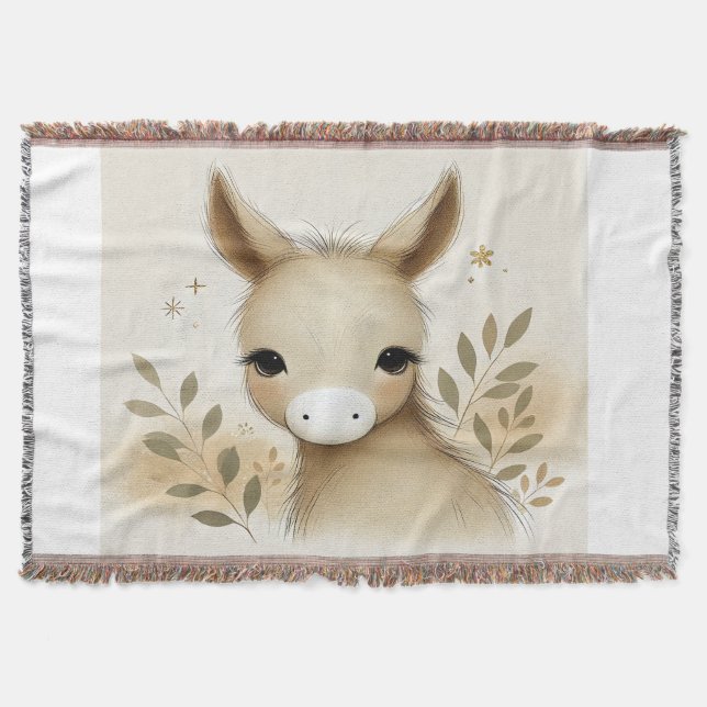 Adorable Donkey Design Throw Blanket (Front)