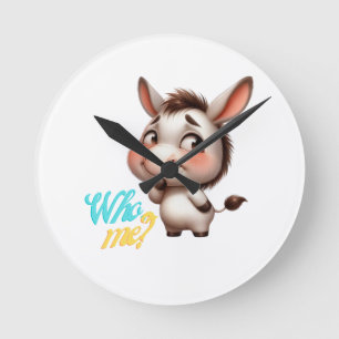 Adorable Donkey for Christmas 2024 - Perfect Gift Round Clock