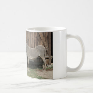 Adorable Donkey Next To Wooden Green Bench Coffee Mug