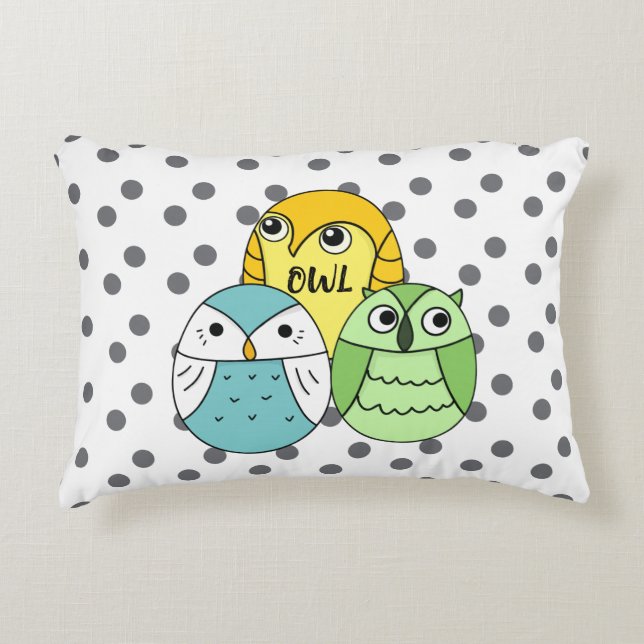 Adorable dots owl kids white  decorative cushion (Front)