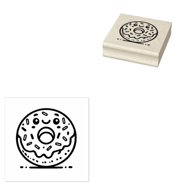 Adorable Doughnut  Rubber Stamp (Stamped)