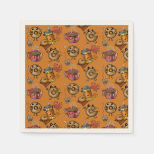 Adorable Doughnuts and Tea  Napkin