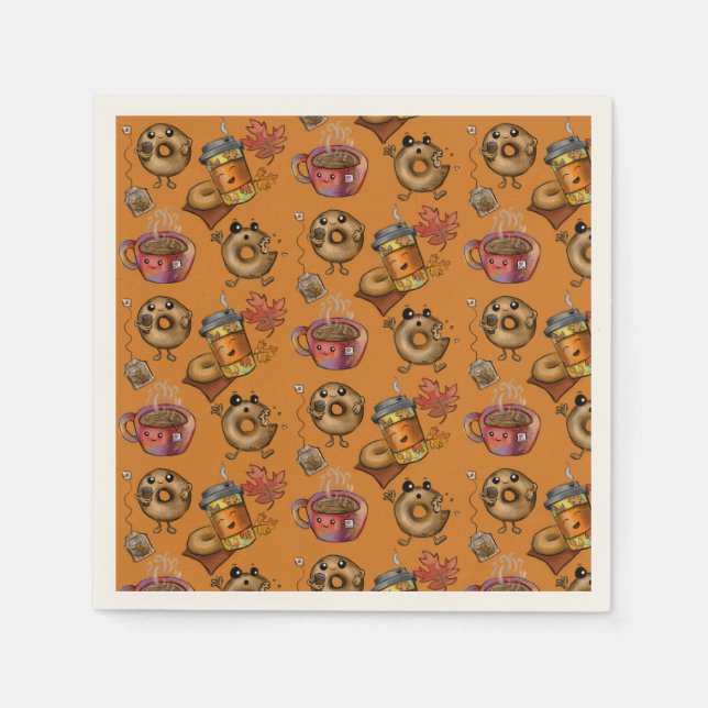 Adorable Doughnuts and Tea  Napkin (Front)