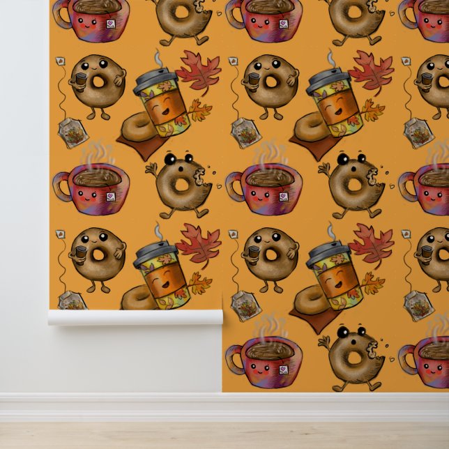 Adorable Doughnuts and Tea pattern Wallpaper (Application)