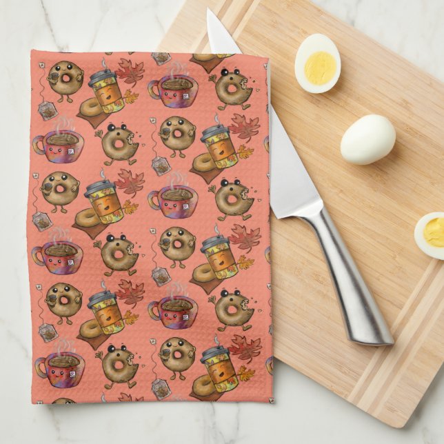 Adorable Doughnuts and Tea  Towel (Quarter Fold)