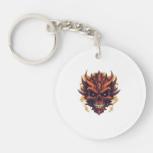 Adorable Dragon Skull Mascot Keychain Design