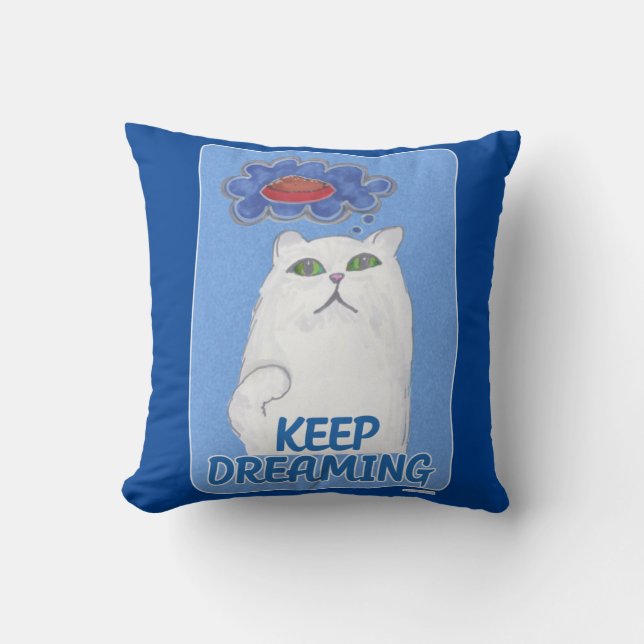 Adorable Dreaming Sweet Cat Illustration  Cushion (Front)