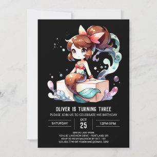 Adorable Dreamy Mermaid Birthday Invitation