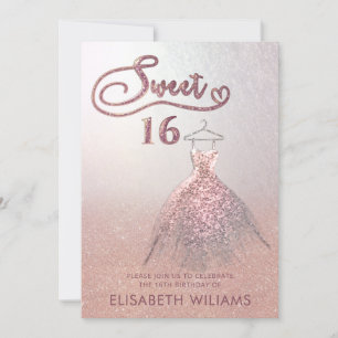 Adorable dress charming rose gold glittery  invita invitation
