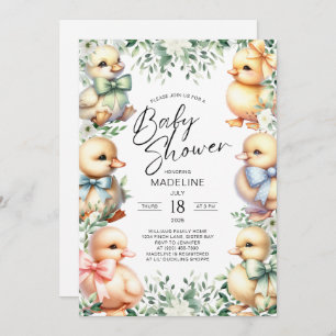 Adorable Duck Greenery Baby Shower Invitation