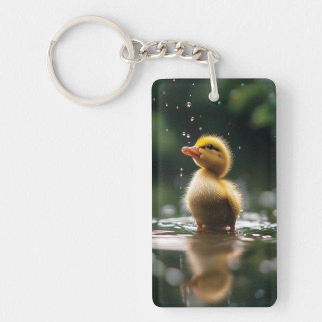 "Adorable Duckling in the Rain  Key Ring (Front)