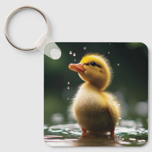 "Adorable Duckling in the Rain Key Ring