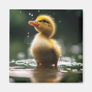"Adorable Duckling in the Rain Magnet