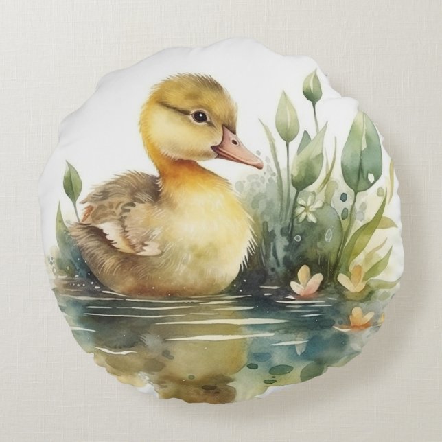 Adorable Ducklings Baby Ducks  Round Cushion (Back)