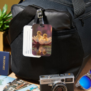 Adorable Ducklings in a Water Lily Flower Luggage Tag