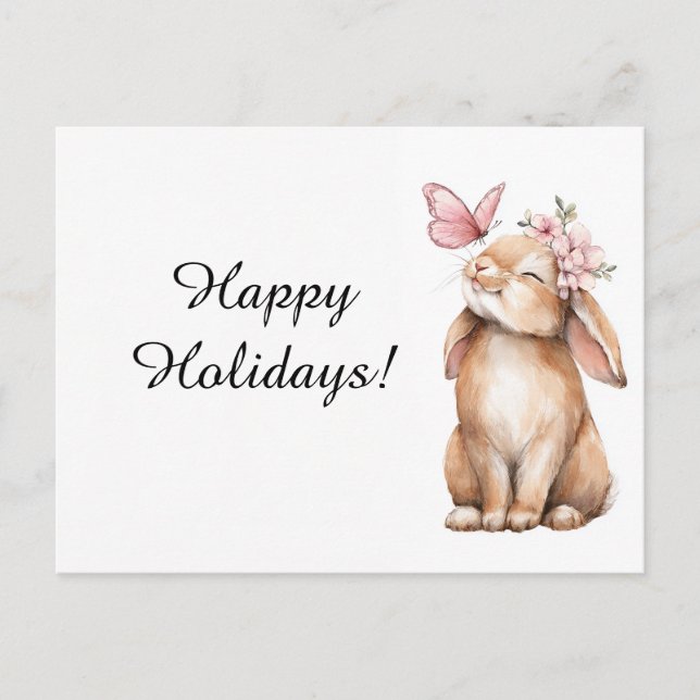 Adorable  Easter a cute bunny  Holiday Postcard (Front)