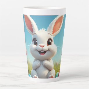 Adorable Easter Bunny Among Colourful Eggs Latte Mug