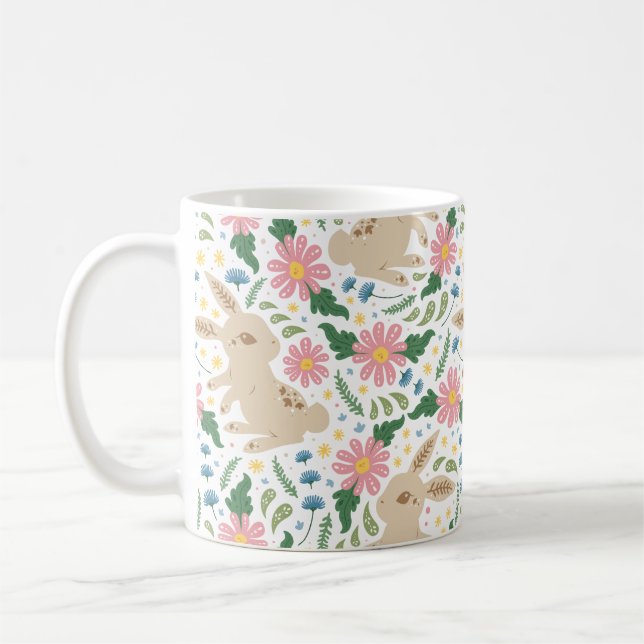  adorable Easter Bunny & Eggs Pattern Coffee Mug (Left)