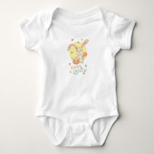 Adorable Easter Bunny Floral Baby Bodysuit