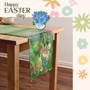 Adorable Easter Bunny Illustration Medium Table Runner