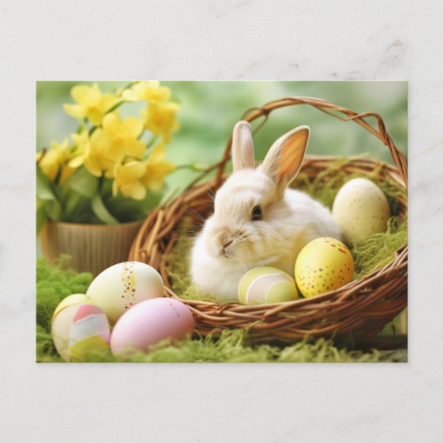 Adorable Easter Bunny In the Spring Postcard (Front)