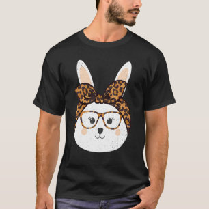 Adorable Easter Bunny Leopard Bow Glasses Basket T-Shirt